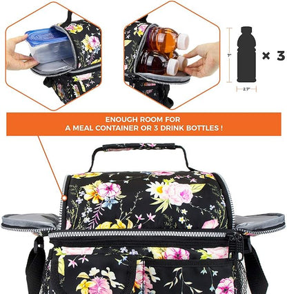 opux Lunch Bag Women Insulated, Adult Lunch Box Cooler, Flower Lunch Box - Image 7