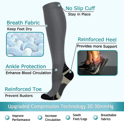 ACTINPUT 8 Pairs Compression Socks for Women & Men,Support Compression Stockings for Medical Running Athletic