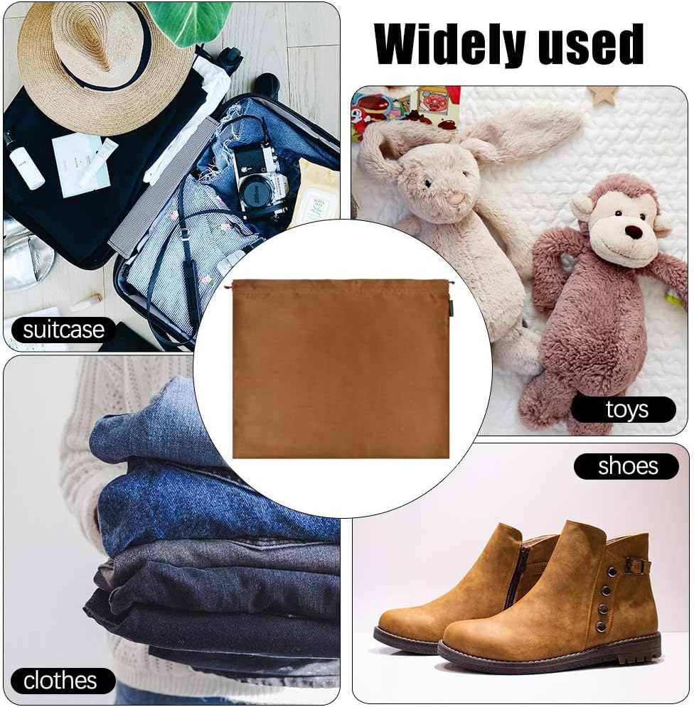 6 Pack Dust Bags for Handbags Silk Dust Cover Bag for Handbags Purses Shoes Boots, Silk Dustproof Drawstring Bag Travel Storage Pouch (Brown, 19.6 × 15.7 in)