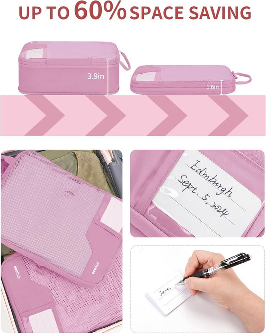 ECOHUB 4 Set /6 Set Packing Cubes for Travel Durable Suitcase Organizer Bags Set with Personalized Tag Various Sizes Travel Essentials Traveling Accessories for Luggage Machine Washable