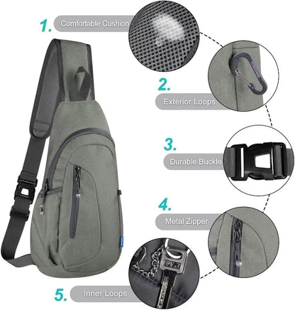 TITECOUGO Small Sling Bag, Lightweight Crossbody Backpack for Men Women, Shoulder Bag for Sports and Outdoor