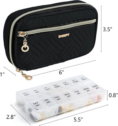BAGSFY Pill Organizer Case 2 Times a Day- Weekly Medicine Organizer Travel Pill Box with Removable 7 Day Medicine Case Container for Fish Oil, Vitamin, Supplement