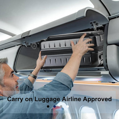 Expandable Carry On Luggage Airline Approved, 20 Inch Lightweight ABS+PC Hard Shell Suitcases with Front Pocket, Spinner Wheels, TSA Lock (Black, 1PC)