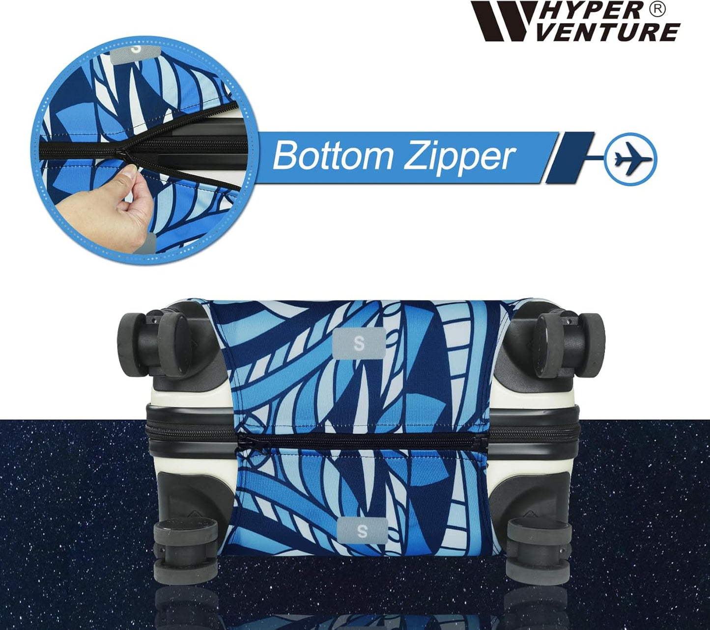 HYPER VENTURE Washable Luggage Cover - Fashion Suitcase Protector Fits 18-22 Inch Luggage (Cockle Stairs, S)