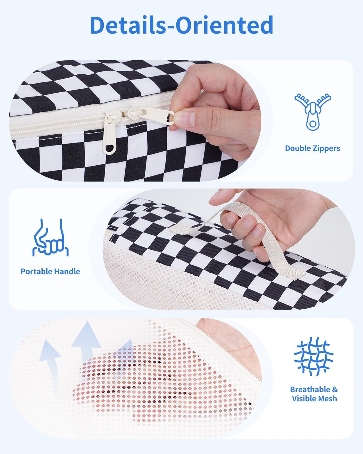 Narwey 7 Set Checkered Packing Cubes for Travel Carry on Suitcase Luggage Organizer Bags for Kids Women Men, Durable Packing Organizers Bag, Travel Essentials Accessories (Black Checkerboard)