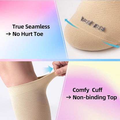 4 Pairs Light Compression Socks for Women Men 15-20 mmHg - Knee High Support for Daily Wear, Travel, Pregnancy, Nurses