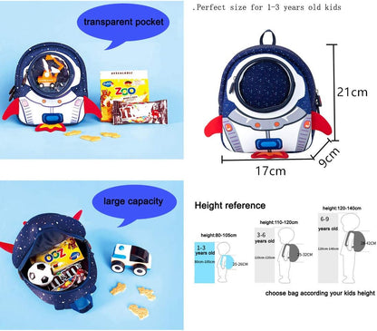 JiePai Rocket Toddler Kids Backpack with Harness Leash for Boys Girls Age 1-3