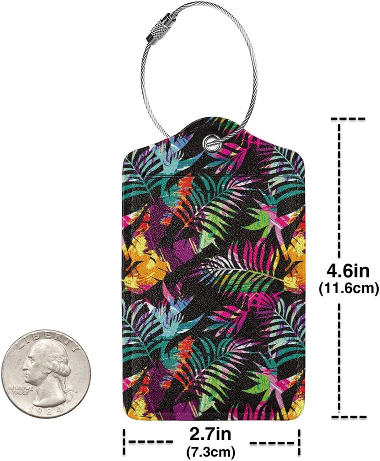 2 Packs Colorful Palms Crew Luggage Tag for Adult Kids, Tropical Flavour Suitcase Tag Labels Leather Travel Baggage Identifiers Tags