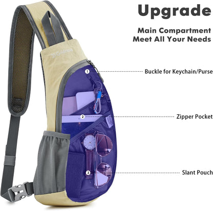 G4Free Sling Bag for Men Women, Small Crossbody Backpack Lightweight Chest Shoulder Bags for Travel, Outdoor and Sports (Yellow)