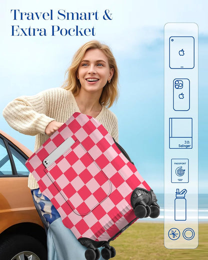 Slohif Luggage Cover for Suitcase Tsa Approved Protector - Luggage Sleeve Large Suit Case Cover Travel Stretch Baggage Case Protective Washable Fit 18-20 Inch Checkered XS