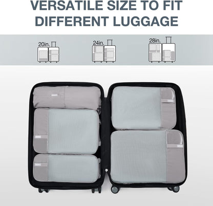 BAGSMART 6 Set Compression Packing Cubes - Lightweight Travel Essentials, Durable Luggage Organizer