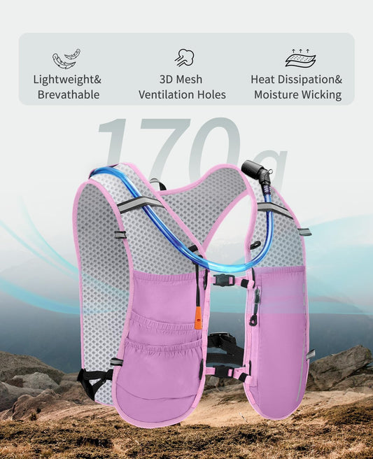 ECOHUB Running Hydration Vest Backpack,Lightweight Breathable Pack with 2L Water Bladder Bag Daypack for Hiking Trail Running Cycling Race Marathon for Women Men