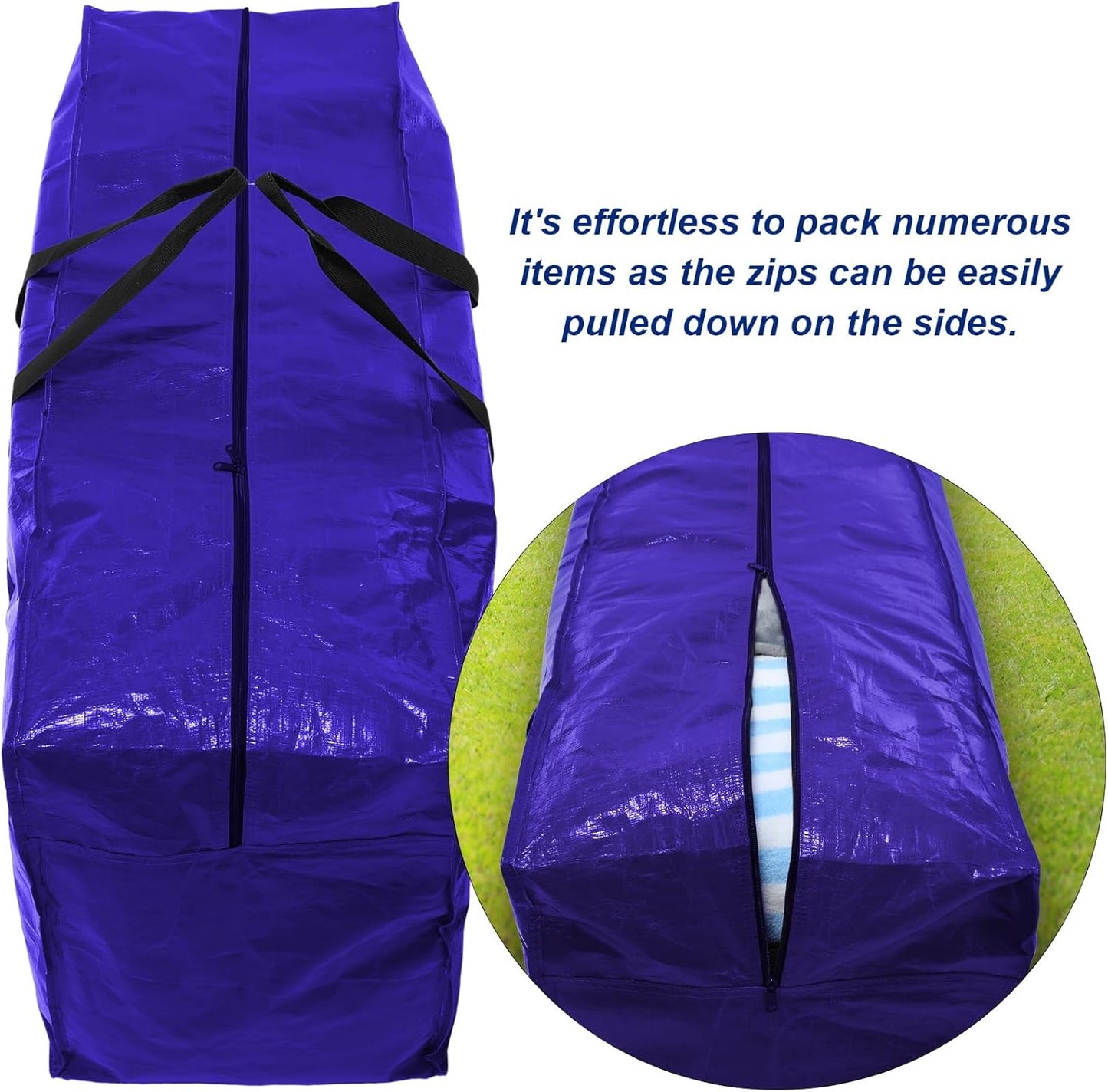 4 Pcs 66 Gallon Large Moving Bags with Zipper and Handles Foldable Storage Duffle Bags Heavy Duty Extra Large Totes for College Dorm Travel Clothes Blankets Bedding Moving (Navy Blue)