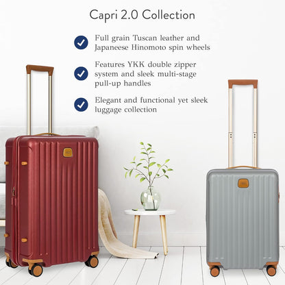 Bric's Capri 2.0 21-Inch Spinner - Luxury Carry On Luggage With Spinner Wheels - Lightweight Suitcases with Wheels Made From Durable Polycarbonate - Silver Shine