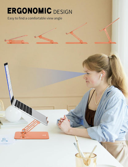 Laptop Stand, Ergonomic Adjustable Computer Stand for Collaborative Work, Foldable and Portable Heat Sink Computer Stands, Fits up to 15.6-inch Laptops (Orange)