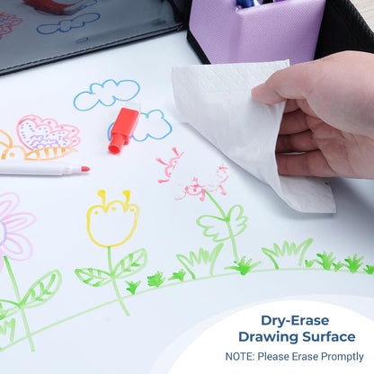 COOLBEBE Kids Travel Tray for Car Seats, Toddler Lap Desk with Dry Erase Surface, Portable Activity Table for Road Trips, Snack & Play Tray (Purple)