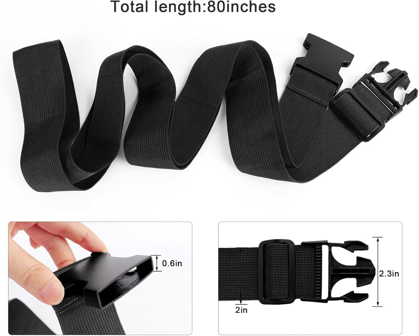 4Pcs Luggage Straps for Suitcase Travel Accessories TSA Approved, 80In Long Belts to Keep Your Suitcase Secure, Adjustable Bag Straps with Quick-Release Buckle for Travel Bag Closure, Black
