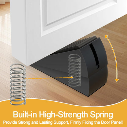 4 Pack Adjustable Spring Door Stoppers Heavy Duty, 3 Inches High Tall Large Metal Door Wedge Stopper, Strongest Rubber Doorstop for Bottom of Doors, Stainless Steel Doorstop for Any Heavy Doors