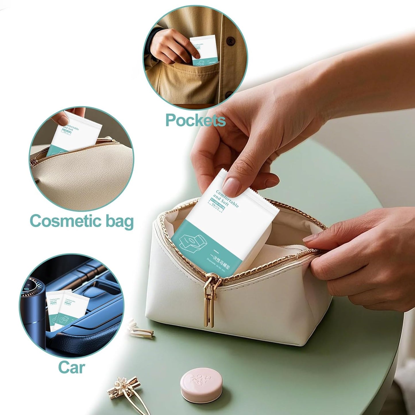 50 Pack Toilet Seat Covers Disposable, Portable Toilet Seat Cover for Travel Waterproof Potty Covers for Toddler(Individually Wrapped）