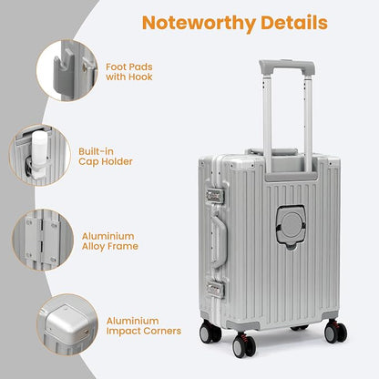 24 Inch Luggage With Spinner Wheels, Aluminum Frame Zipperless Suitcase - Image 5