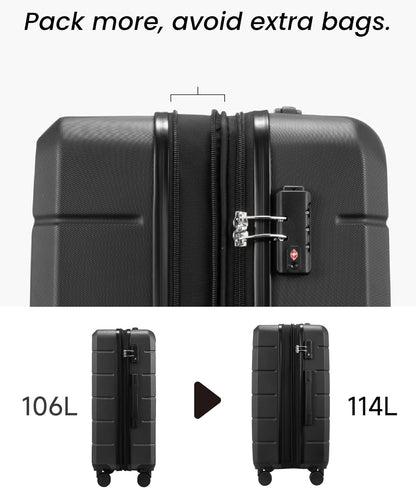 28 Inch Luggage, Expandable Hardside Large Checked Suitcases with Wheels, Blue