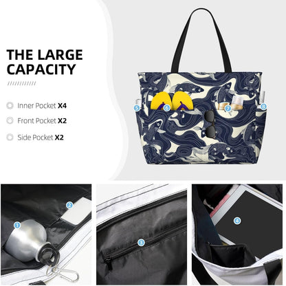 Beach Bag for Women Beach Tote Bag Waterproof Sandproof Large Bags with Zipper Big Capacity for Vacation Travel