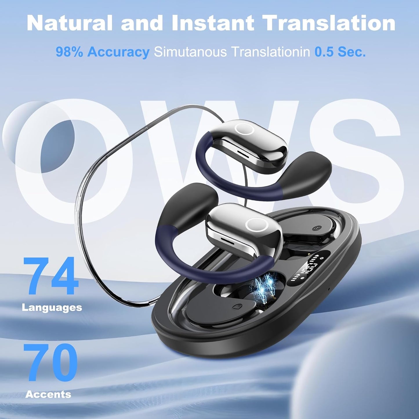 AI Language Translation Earbuds, Translator Earbuds Real Time with iOS & Android, Noise Cancelling,144-Language Bluetooth Headphones Translating Device for Travel and Business