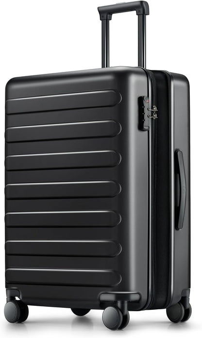 Carry on Luggage 22 X 14 X 9 Airline Approved, 20 Inch Luggage for 3-5 Days Travel, Double Spinner Wheels, 100% Hardshell PC, TSA Lock (00-Black (Expandable), Checked 24-Inch)