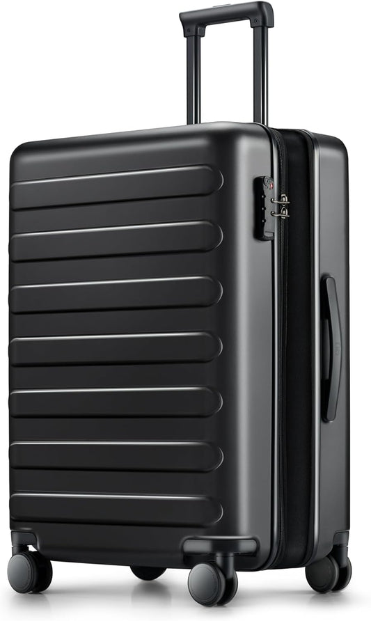 Carry on Luggage 22 X 14 X 9 Airline Approved, 20 Inch Luggage for 3-5 Days Travel, Double Spinner Wheels, 100% Hardshell PC, TSA Lock (00-Black (Expandable), Checked 24-Inch)