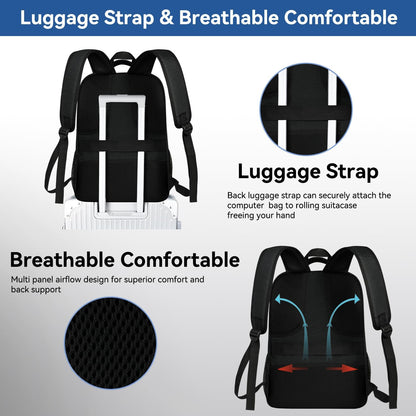 Voova Travel Laptop Backpack, Business Work Laptop Backpack for Women & Men with USB Charging Port, Waterproof Slim Durable College Computer Bag Fits 15.6 Inch Laptops and Notebook, Black