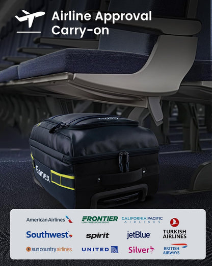 Gonex Waterproof Underseat Carry on Luggage with Wheels, 16 inch PVC Small Wheeled Travel Luggage for Airline, Rolling Overnight Weekender Suitcase for Men Women 30L, Navy Blue