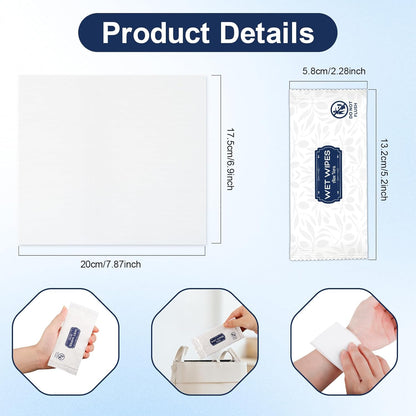 200 Pcs Wet Wipes Individually Wrapped, Aloe Vera Hand Wipe, Disposable Skin Cleansing Wipes, Travel Size Wipes Bulk for Hands, Butt, Daily Use, Restaurant, Barbecue (200 PCS)