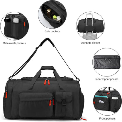 Lyweem Large Duffle Bag Backpack for Travel, 70L Heavy Duty Gym Duffel Bag with Shoes Compartment for Men & Women, Weekender Overnight Sports Backpack for Traveling