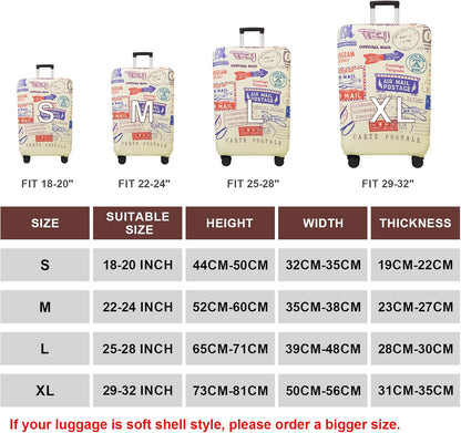 WUJIAONIAO Travel Luggage Cover Baggage Suitcase Cover Protector Skins 18-32 Inch (Stamp pattern A13, S (for 18-20 inch luggage))