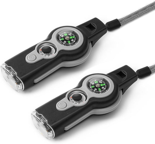Emergency Survival Function Whistle, Outdoor Multifunctional Tool Safety Whistle with Lanyard, Ideal for Kayaking, Boating, Hiking, Camping, Climbing, Hunting, Fishing, Rescue Signaling
