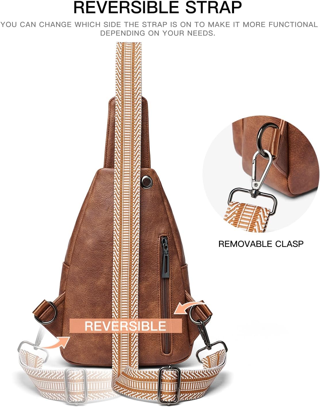 Sling Bag For Women Fanny Pack Crossbody Travel Shoulder Belt Bags Tote Backpack Purse Faux Leather