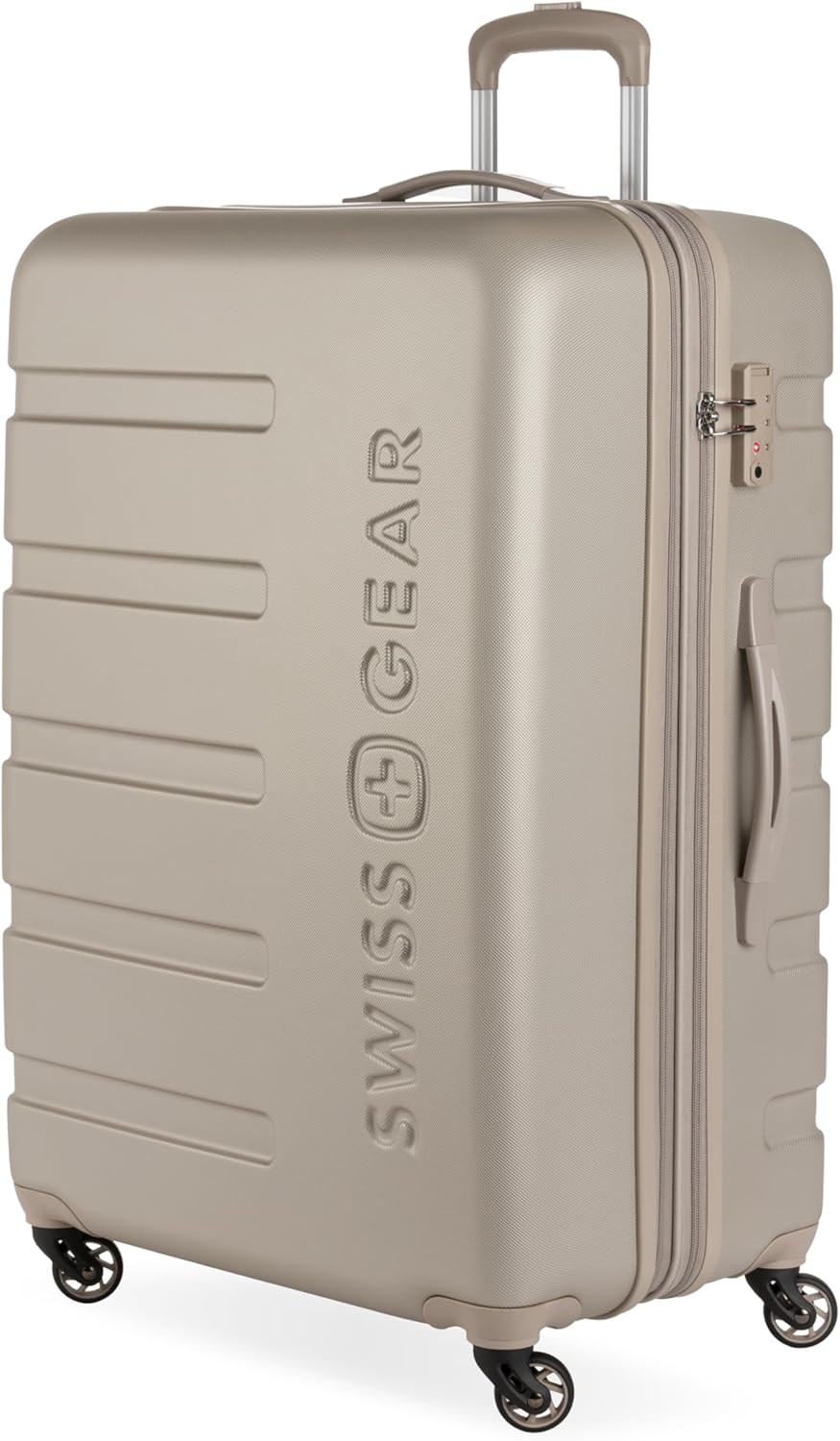 SwissGear 7366 Hardside Expandable Luggage with Spinner Wheels, Sand, Checked-Large 27-Inch