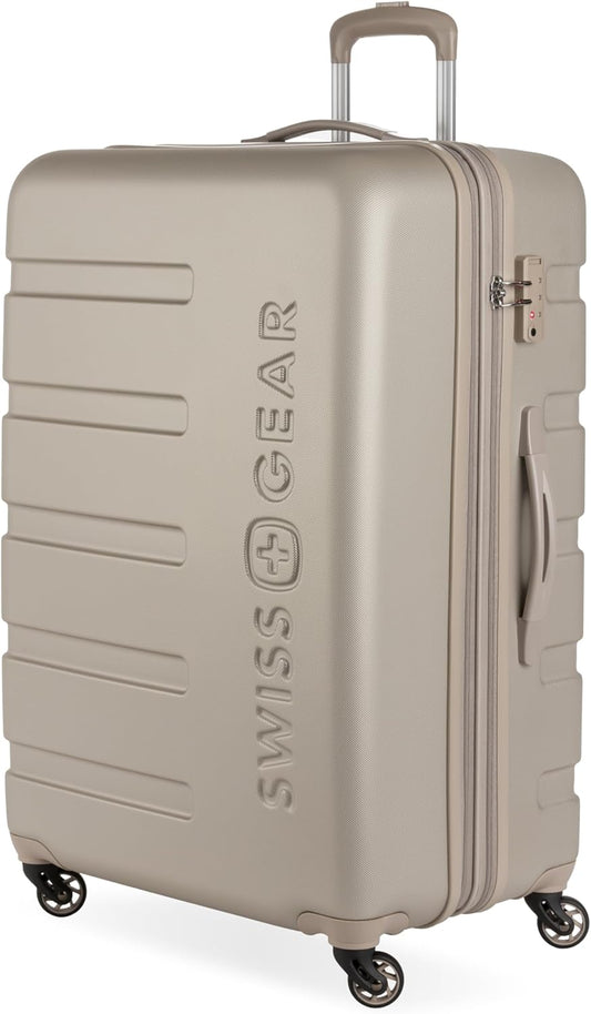 SwissGear 7366 Hardside Expandable Luggage with Spinner Wheels, Sand, Checked-Large 27-Inch