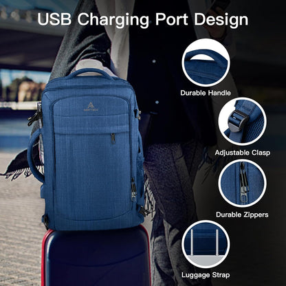 Large Travel Laptop Backpack for Men, 50L Carry On Backpack, Expandable Laptop Bag Water Resistant Overnight Weekender Gym Daypack Traveling Backpack, Traveler Gifts, Blue