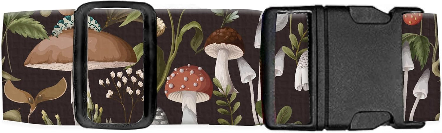 Luggage Straps for Suitcases Travel Belt Accessories, Cute Suitcase Strap, Adjustable Luggage Belt Strap, Heavy Duty with Quick-Release Buckle Luggage Strap Boho Mushrooms