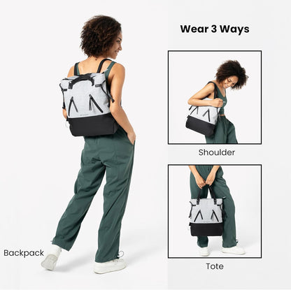 Sherpani Tempest, Anti Theft Convertible Backpack Tote, 14L Travel Backpack, Travel Gifts for Women, Handbags, RFID Protection, Metal Hardware, Fits 15” Laptop (No Sleeve) (Sterling)