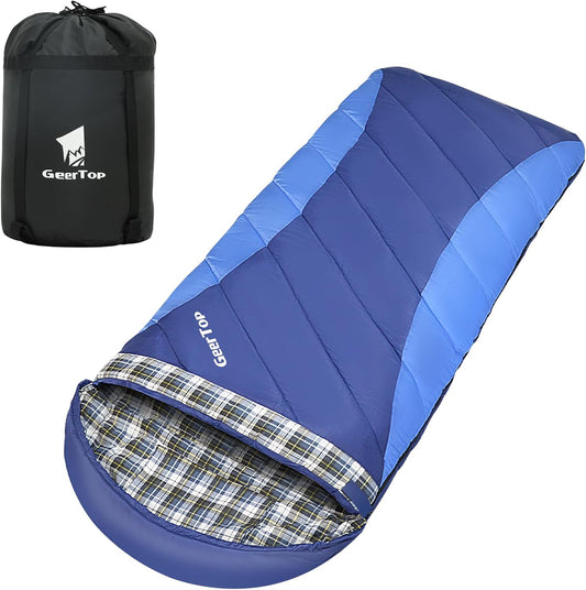 GEERTOP Flannel Sleeping Bag for Adults XXL 4 Season, 0 Degree Sleeping Bag for Winter Cold Weather