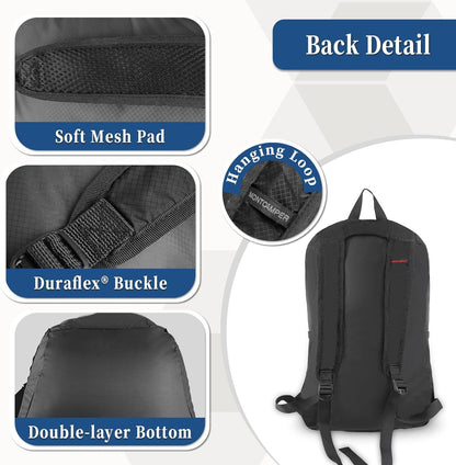 Hiking Daypack - Lightweight & Water-Resistant Portable Backpack for Travel, Camping, Outdoor Adventures(25L, black)