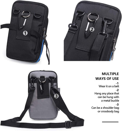 Senient Wolf Waterproof Nylon Multifunctional Phone Bag Small One Shoulder Crossbody Bag Waist Bag Wallet Travel Passport Bag