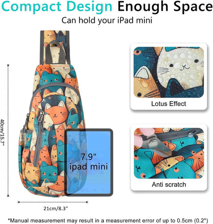 TITECOUGO Small Sling Bag, Lightweight Crossbody Backpack for Men Women, Shoulder Bag for Sports and Outdoor