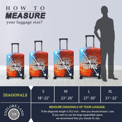 Explore Land Luggage Cover Suitcase Protector Fits 27-30 Inch Case (Time to Travel, L)