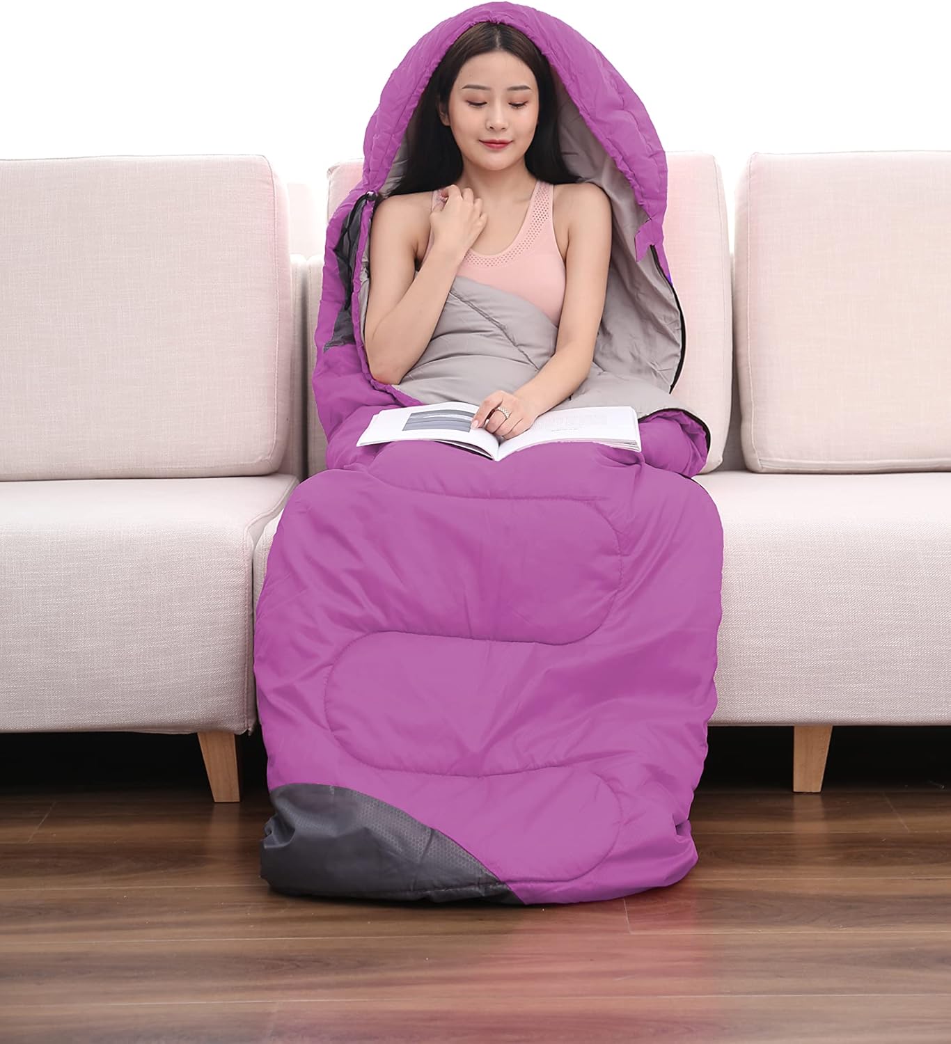 tuphen- Sleeping Bags for Adults Kids Boys Girls Backpacking Hiking Camping Microfiber Liner, Cold Warm Weather 4 Seasons Indoor Outdoor Use, Lightweight & Waterproof