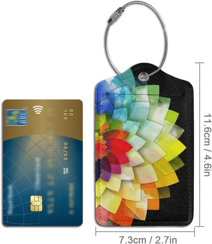 2 Pack Luggage Tag for Suitcase, Cute Unique Leather Suitcase Tags Identifiers with Privacy Name Address Labels & Durable Steel Loop for Women Men Travel