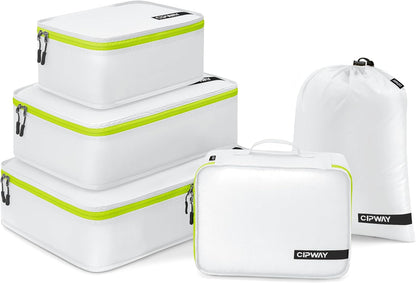 Cipway 5 Set Packing Cubes for Travel Suitcase Organizer for Accessories Luggage Carry On Suitcase Lightweight White