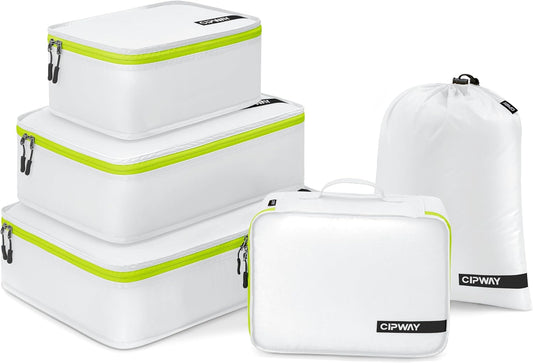Cipway 5 Set Packing Cubes for Travel Suitcase Organizer for Accessories Luggage Carry On Suitcase Lightweight White